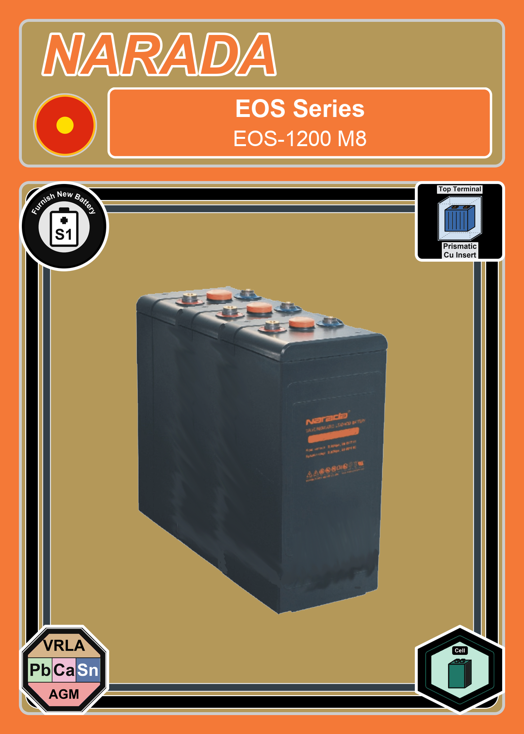 Furnish New Battery Narada EOS Series EOS 1200 M8