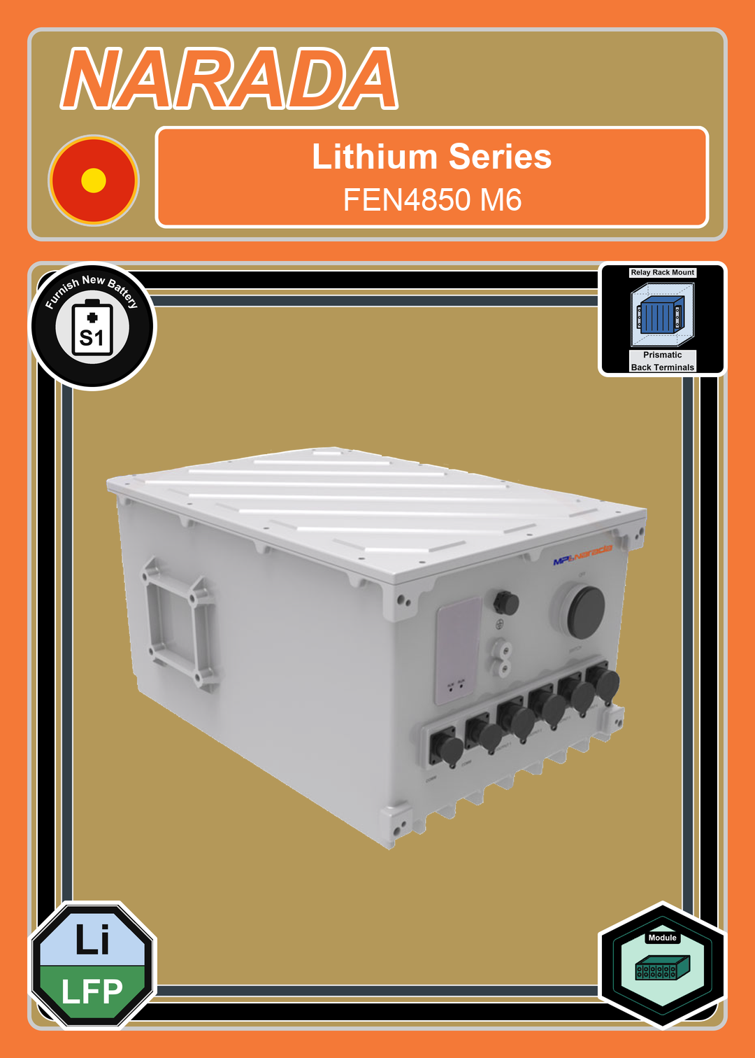 Furnish New Battery Narada Lithium Series FEN4850 M6