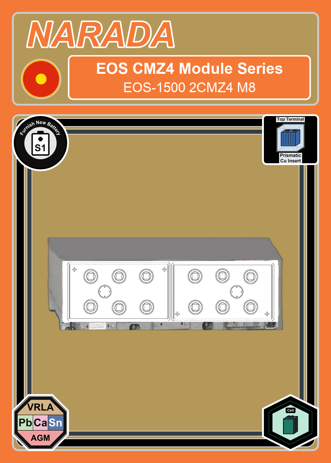 Furnish New Battery Narada CMZ4 Module Series EOS 1500 2CMZ4 M8