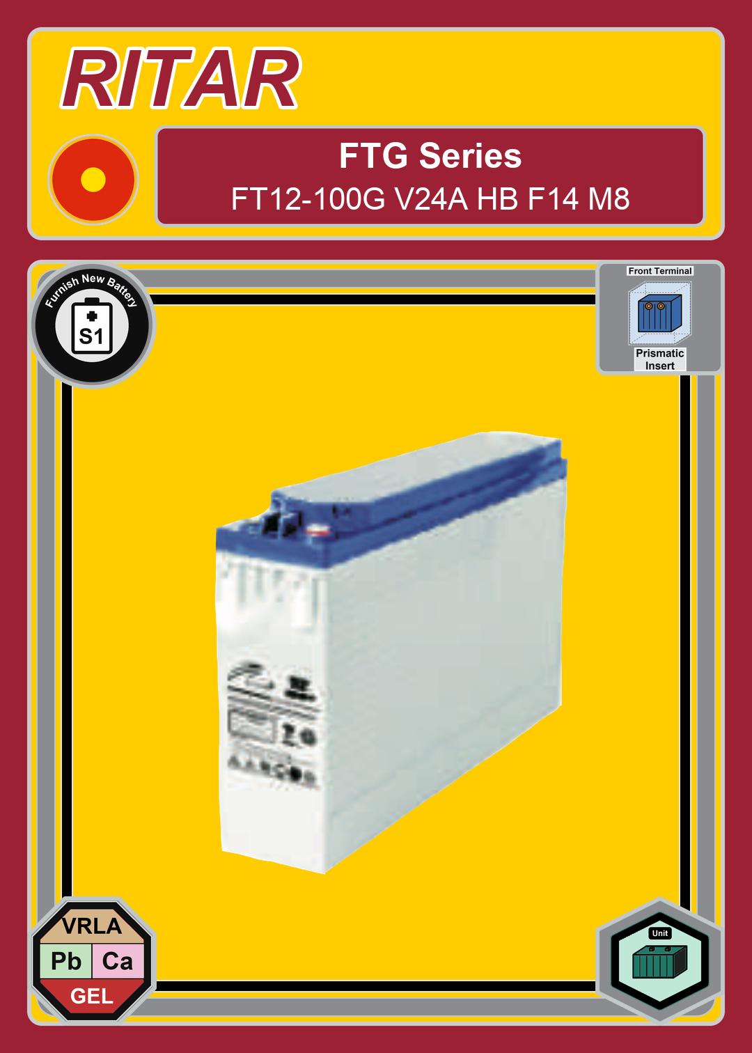 Furnish New Battery Ritar FT G Series FT12 100G V24A HB F14 M8