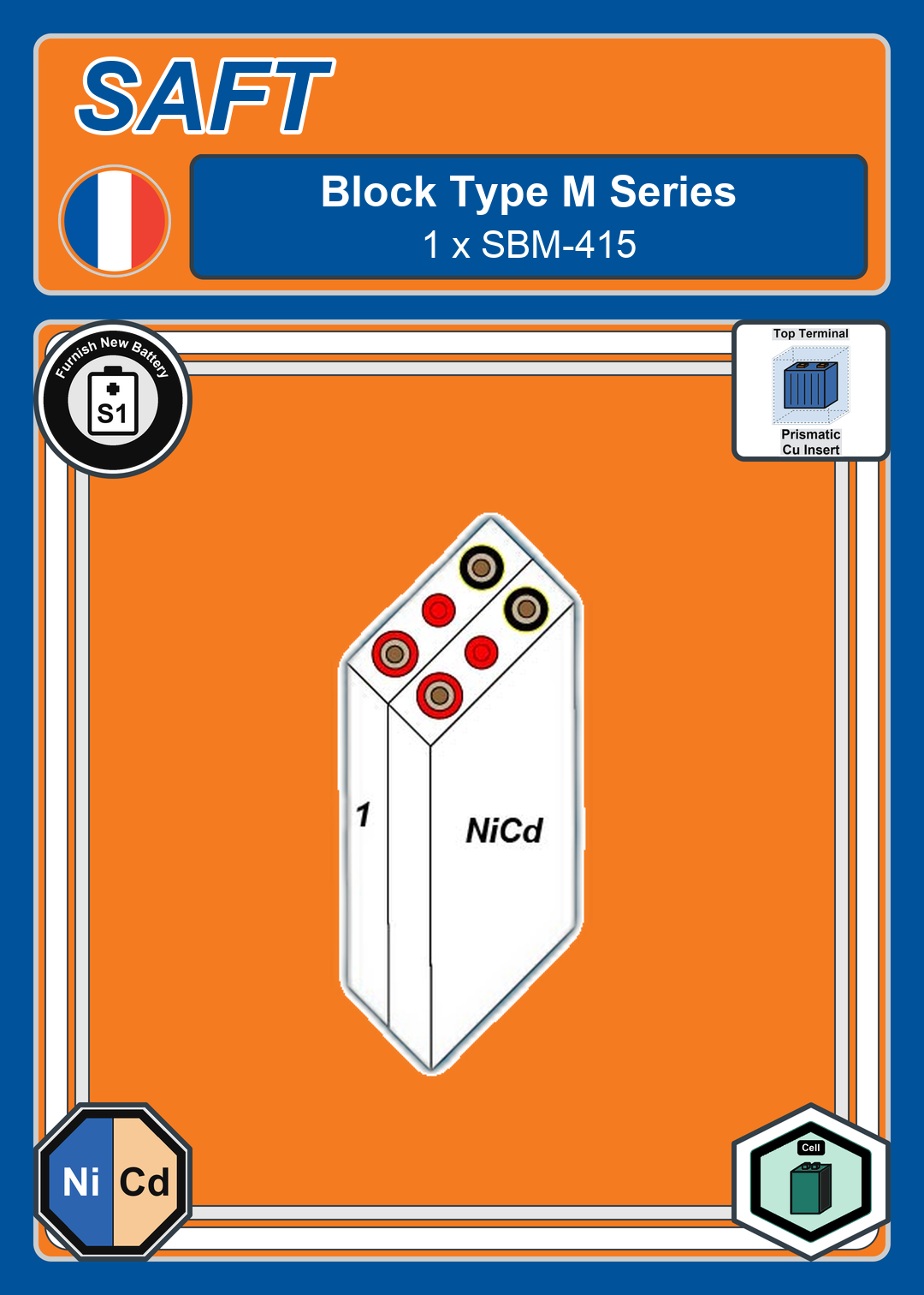 Furnish New Battery SAFT Block Type M 1 x SBM 415
