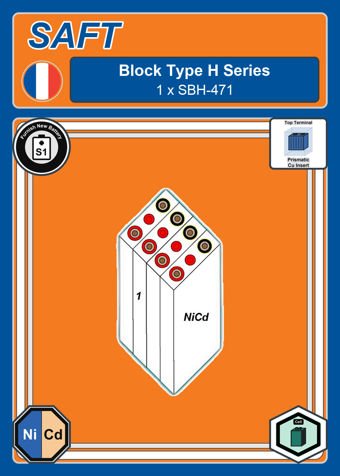 Furnish New Battery SAFT Block Type H 1 x SBH 471