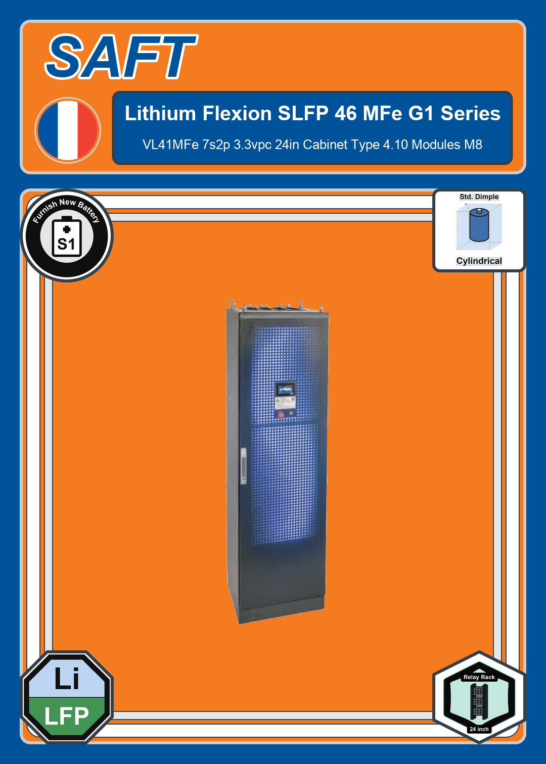 Furnish New Battery Saft Lithium SLFP Series Flexion 23 MFe G1 VL41MFe 7s2p 3 3vpc 24in Cabinet Type 4 10 Modules M8