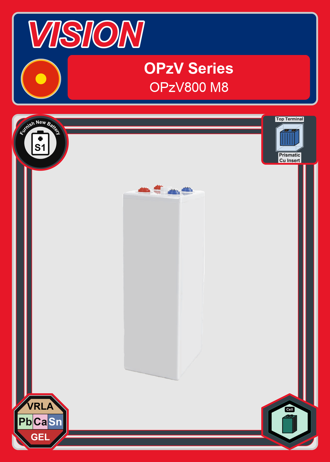 Furnish New Battery Vision OPzV Series OPzV800 M8