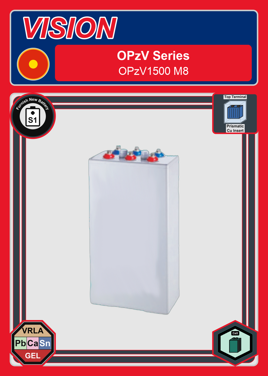 Furnish New Battery Vision OPzV Series OPzV1500 M8