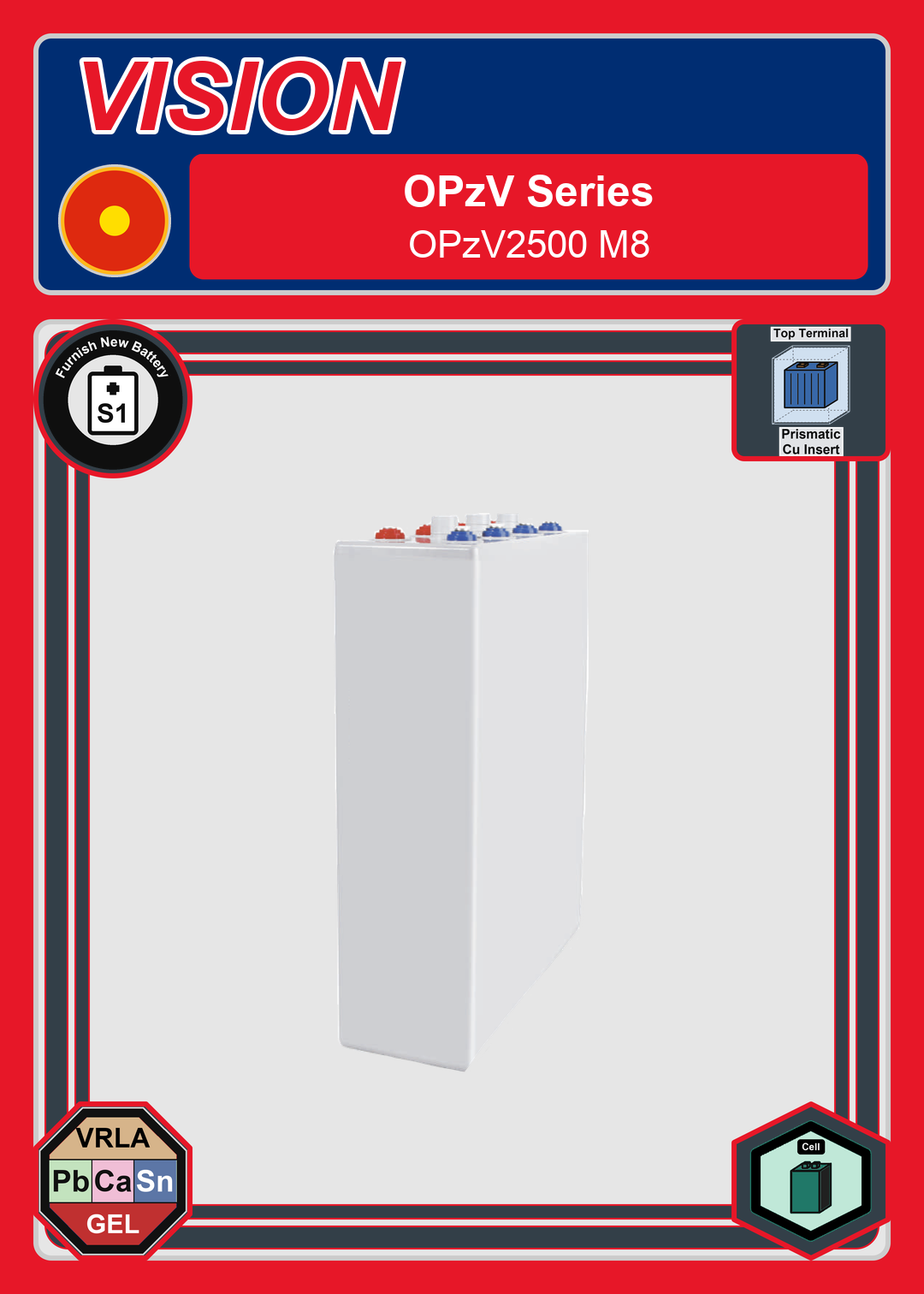 Furnish New Battery Vision OPzV Series OPzV2500 M8