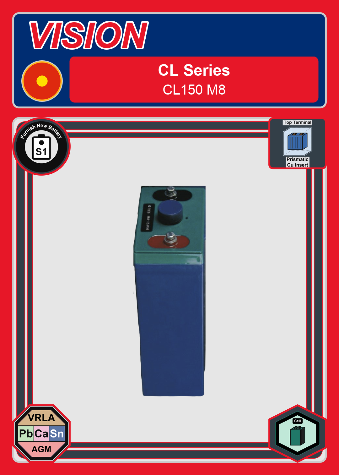 Furnish New Battery Vision CL Series CL150 M8