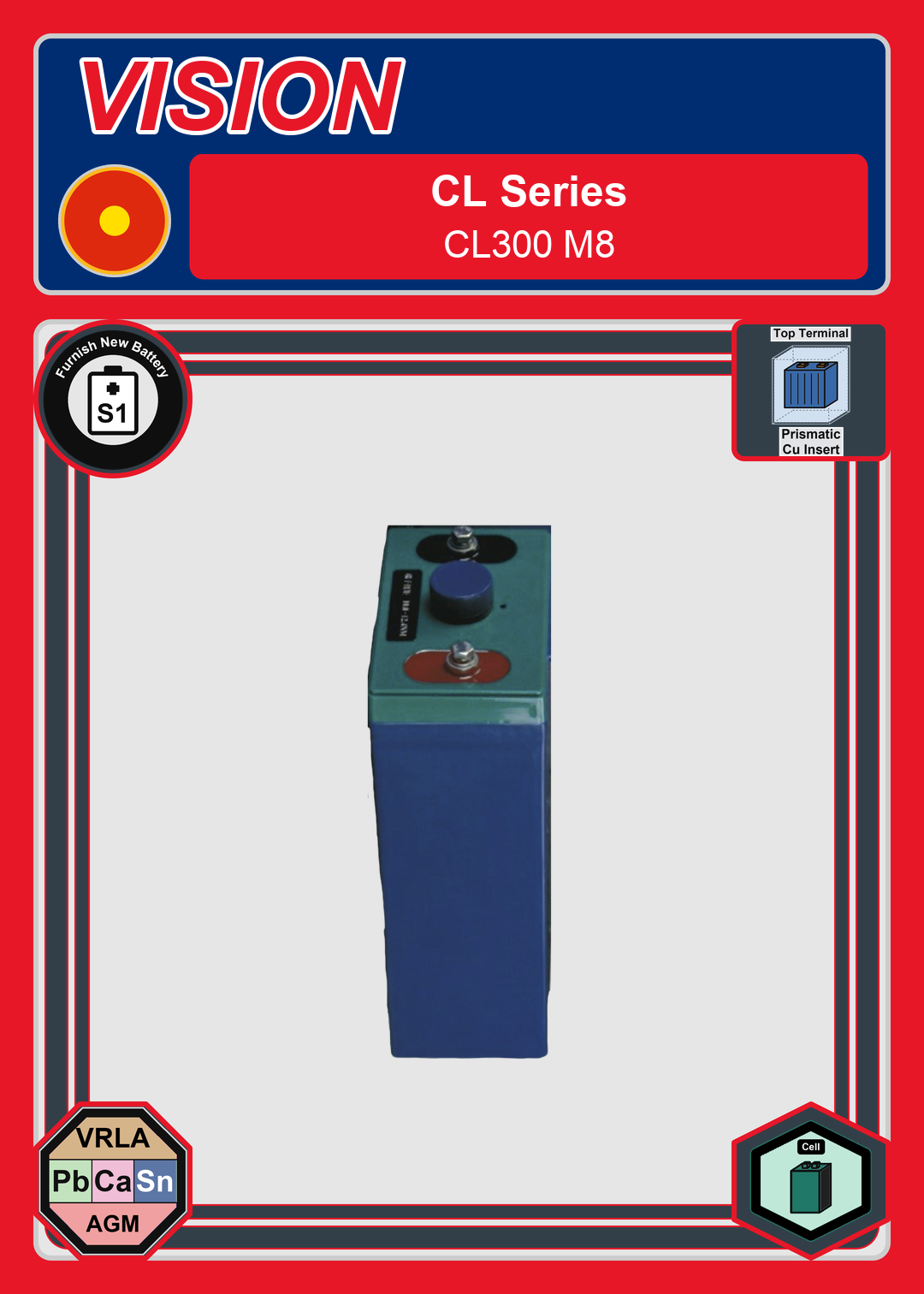 Furnish New Battery Vision CL Series CL300 M8
