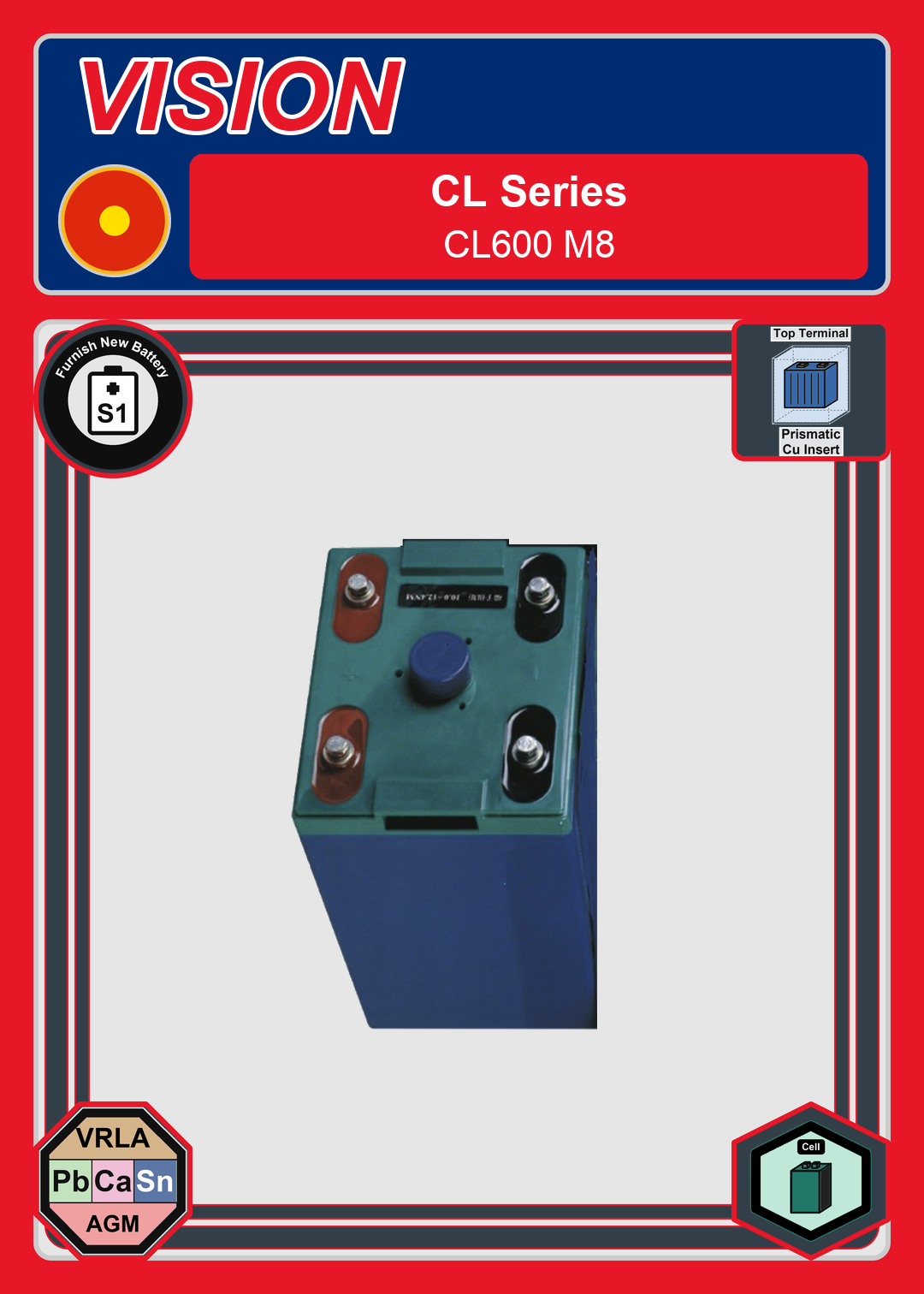 Furnish New Battery Vision CL Series CL600 M8