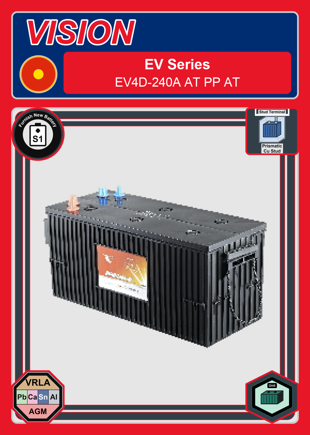 Furnish New Battery Vision EV Series EV4D 240A AT PP AT
