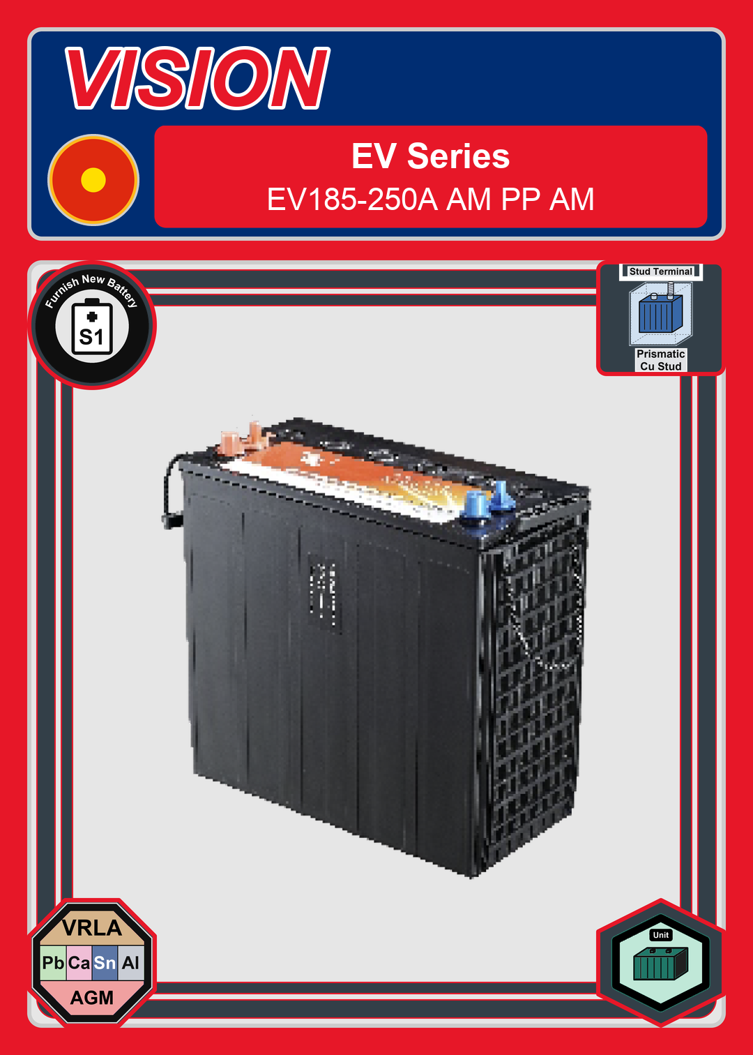 Furnish New Battery Vision EV Series EV185 250A AM PP AM