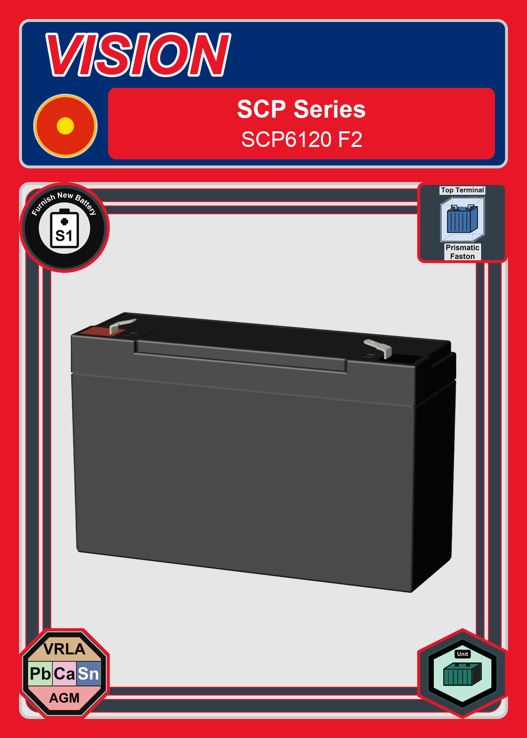 Furnish New Battery Vision SCP Series SCP6120 F2