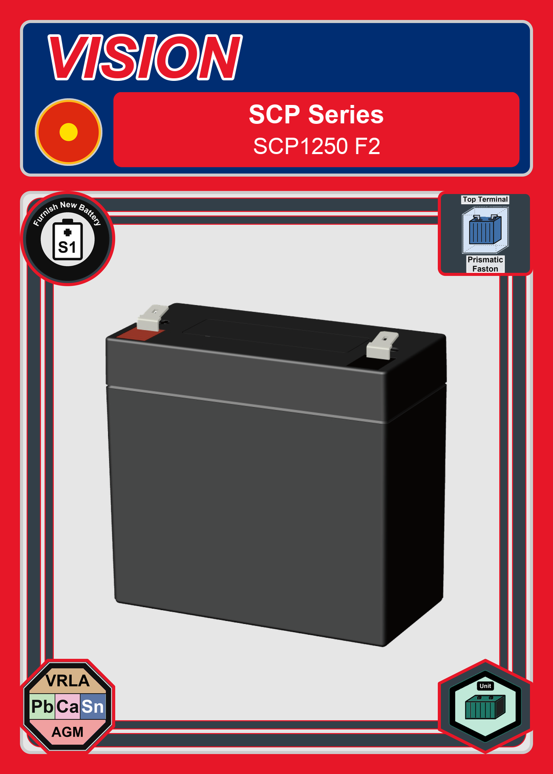 Furnish New Battery Vision SCP Series SCP1250 F2