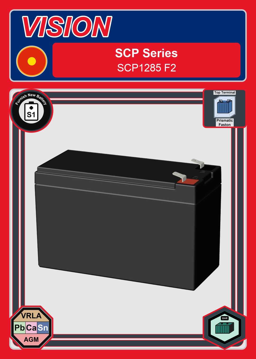 Furnish New Battery Vision SCP Series SCP1285 F2