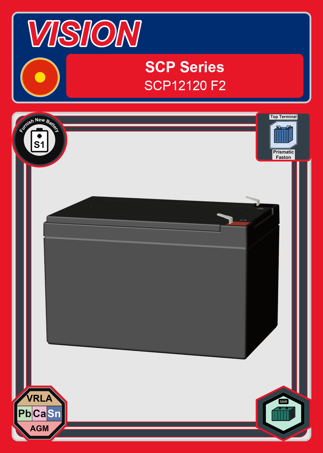Furnish New Battery Vision SCP Series SCP12120 F2