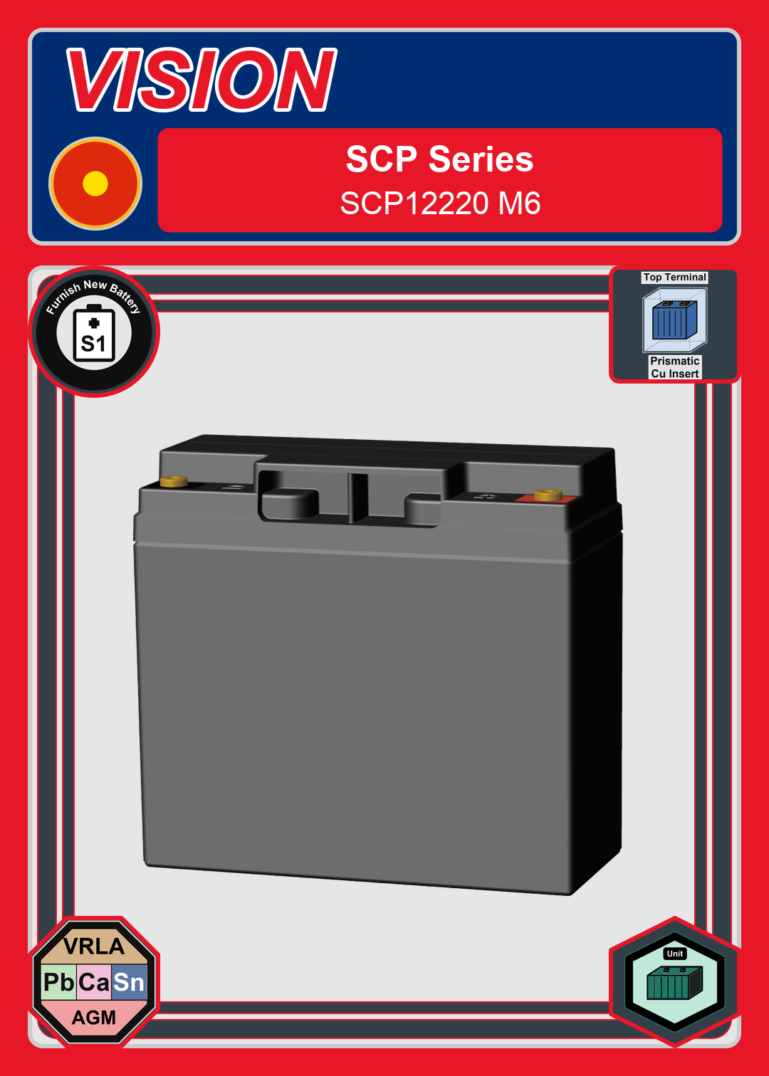 Furnish New Battery Vision SCP Series SCP12220 M6