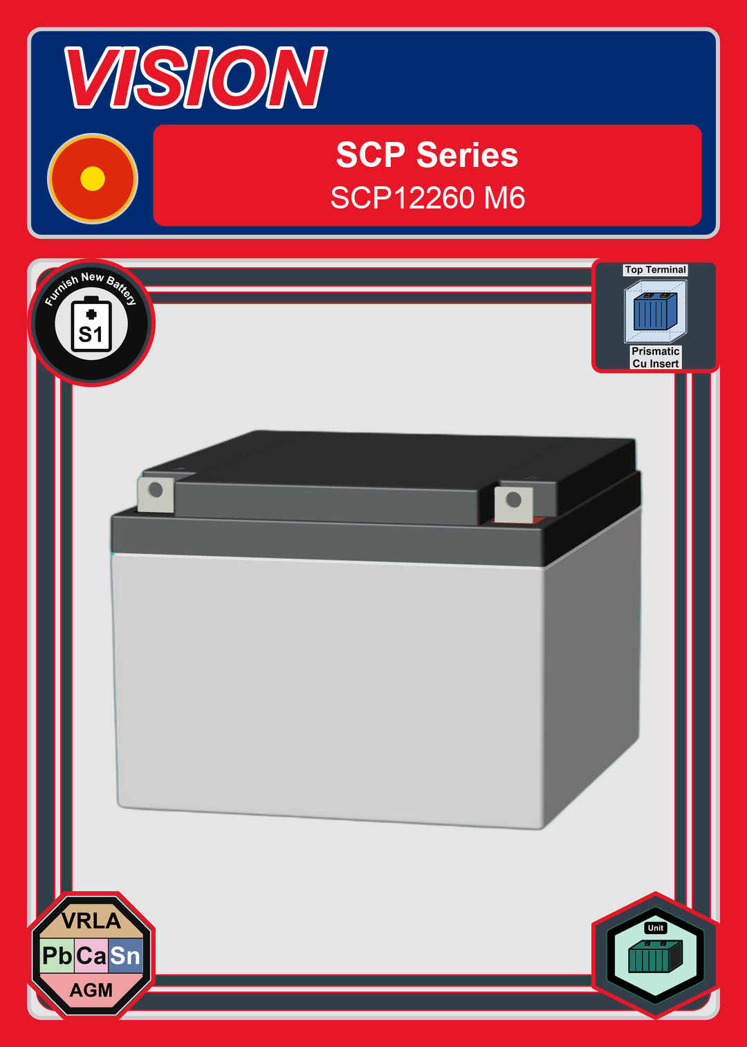 Furnish New Battery Vision SCP Series SCP12260 M6