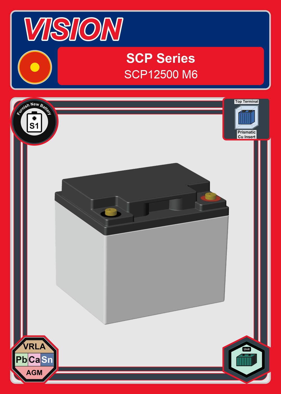 Furnish New Battery Vision SCP Series SCP12500 M6