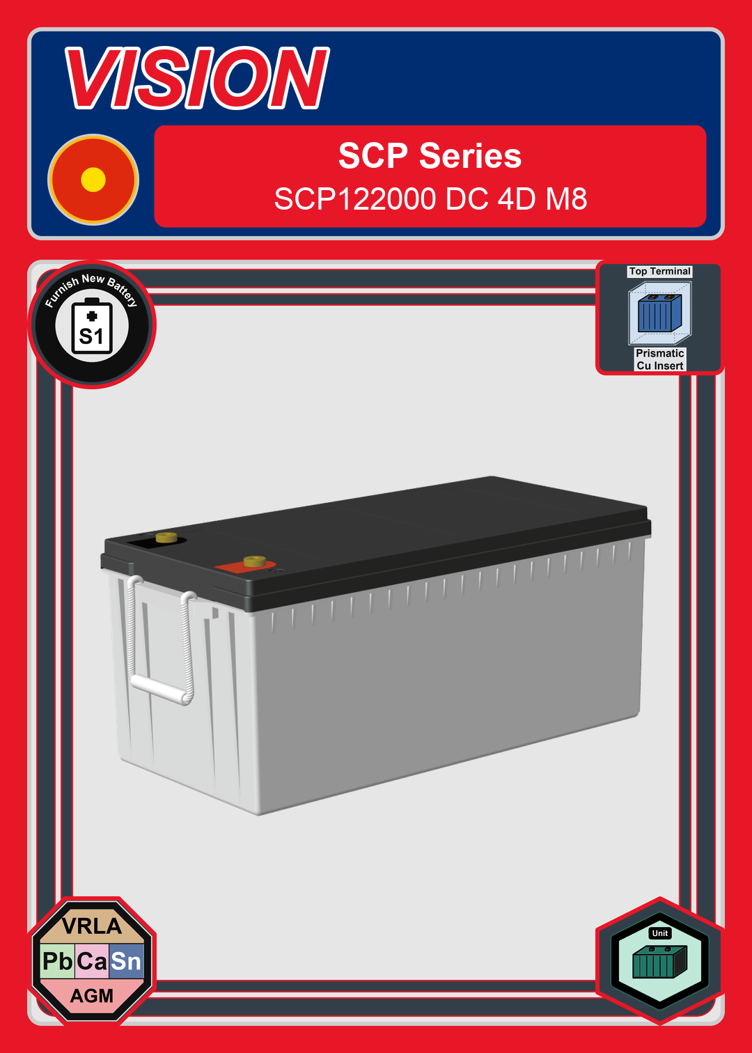 Furnish New Battery Vision SCP Series SCP122000 DC 4D M8
