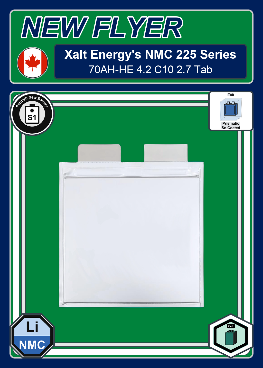 Furnish New Battery Xalt Energy NMC 225 Series 70AH HE 4 2 C10 2 7 Tab