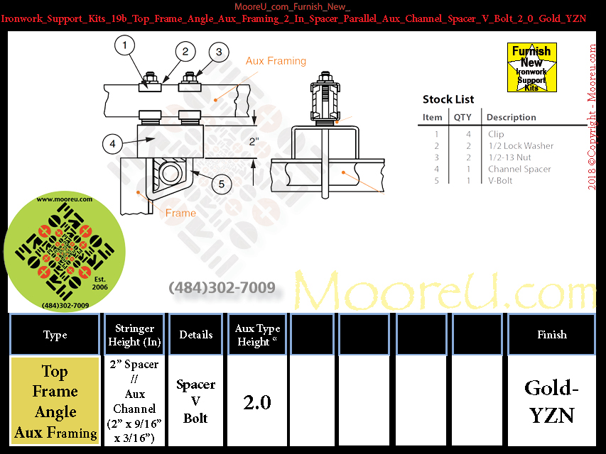 Furnish New Ironwork Support Kits 19b Top Frame Angle Aux Framing 2 In Spacer Parallel Aux Channel Spacer V Bolt 2 0 Gold YZN