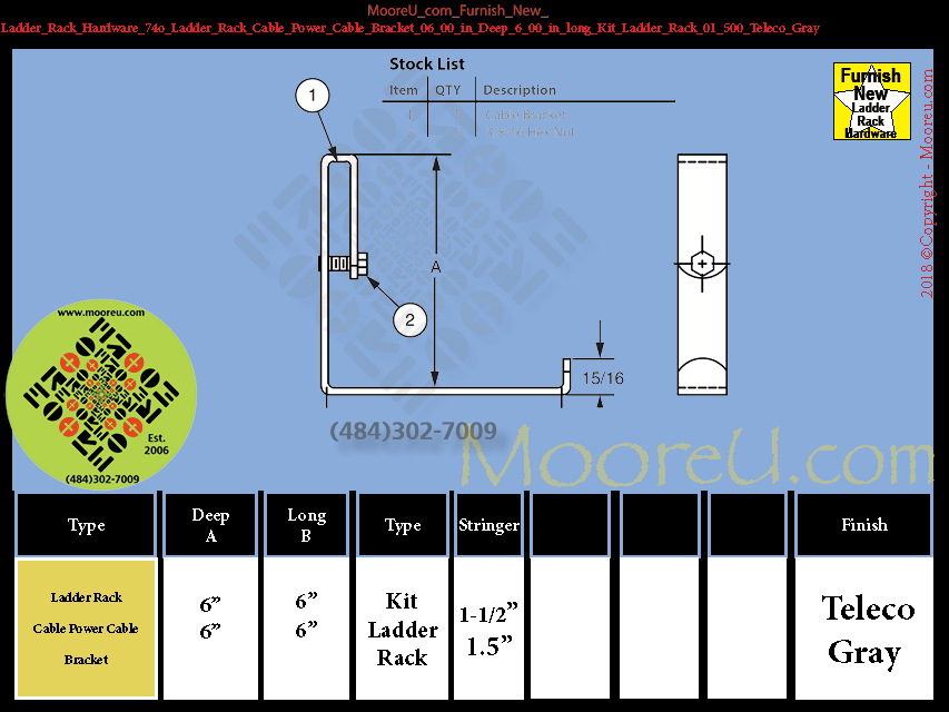 Furnish New Ladder Rack Hardware 74o Ladder Rack Cable Power Cable Bracket 06 00 in Deep 6 00 in long Kit Ladder Rack 01 500 Teleco Gray